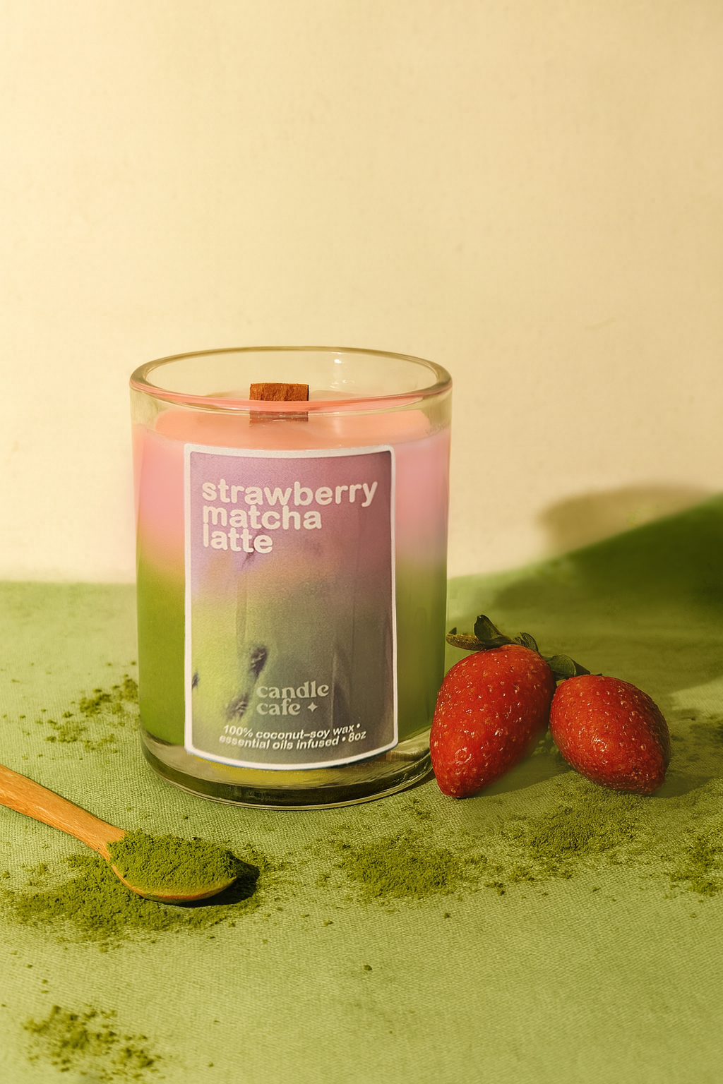 strawberry matcha latte candle