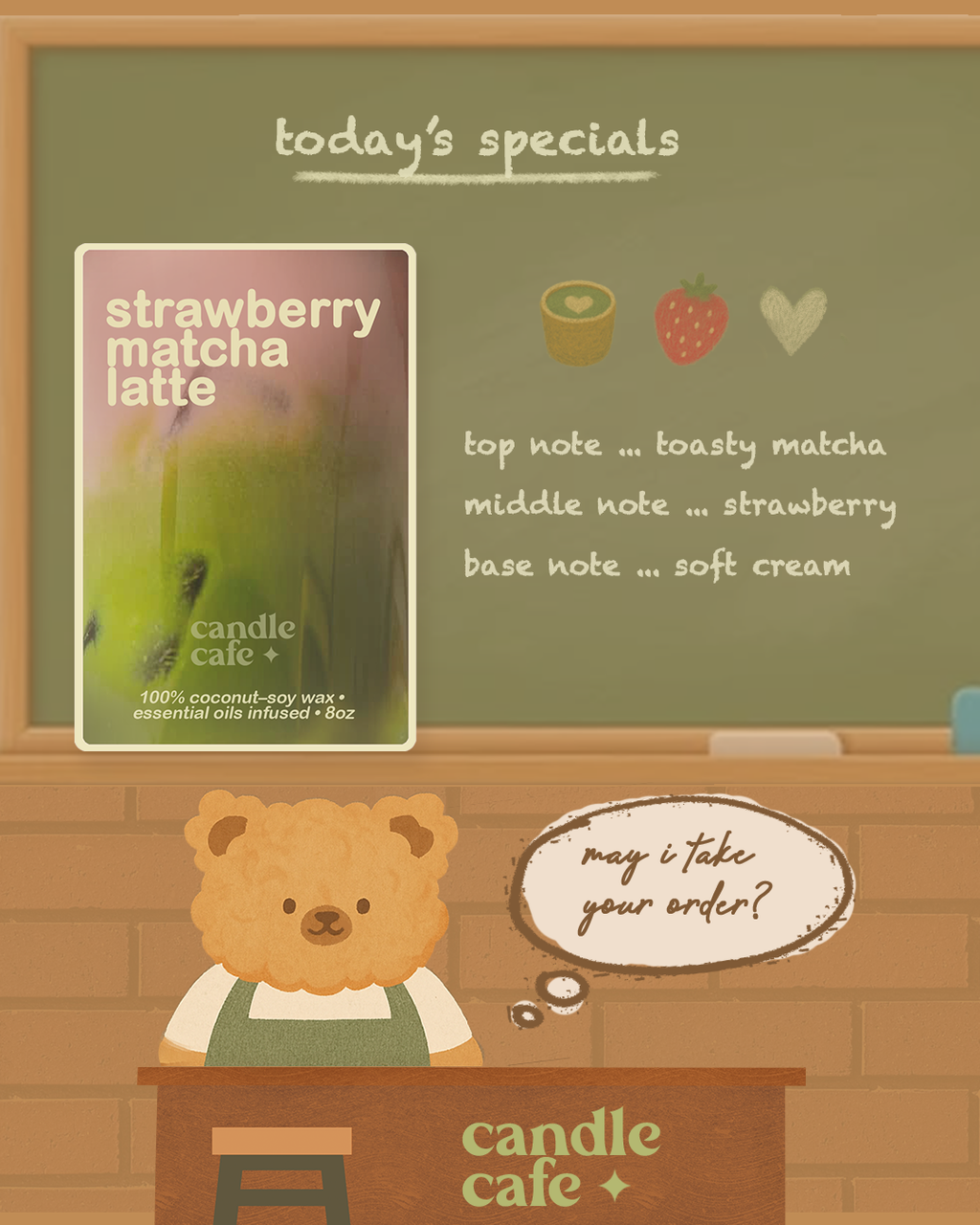 strawberry matcha latte candle