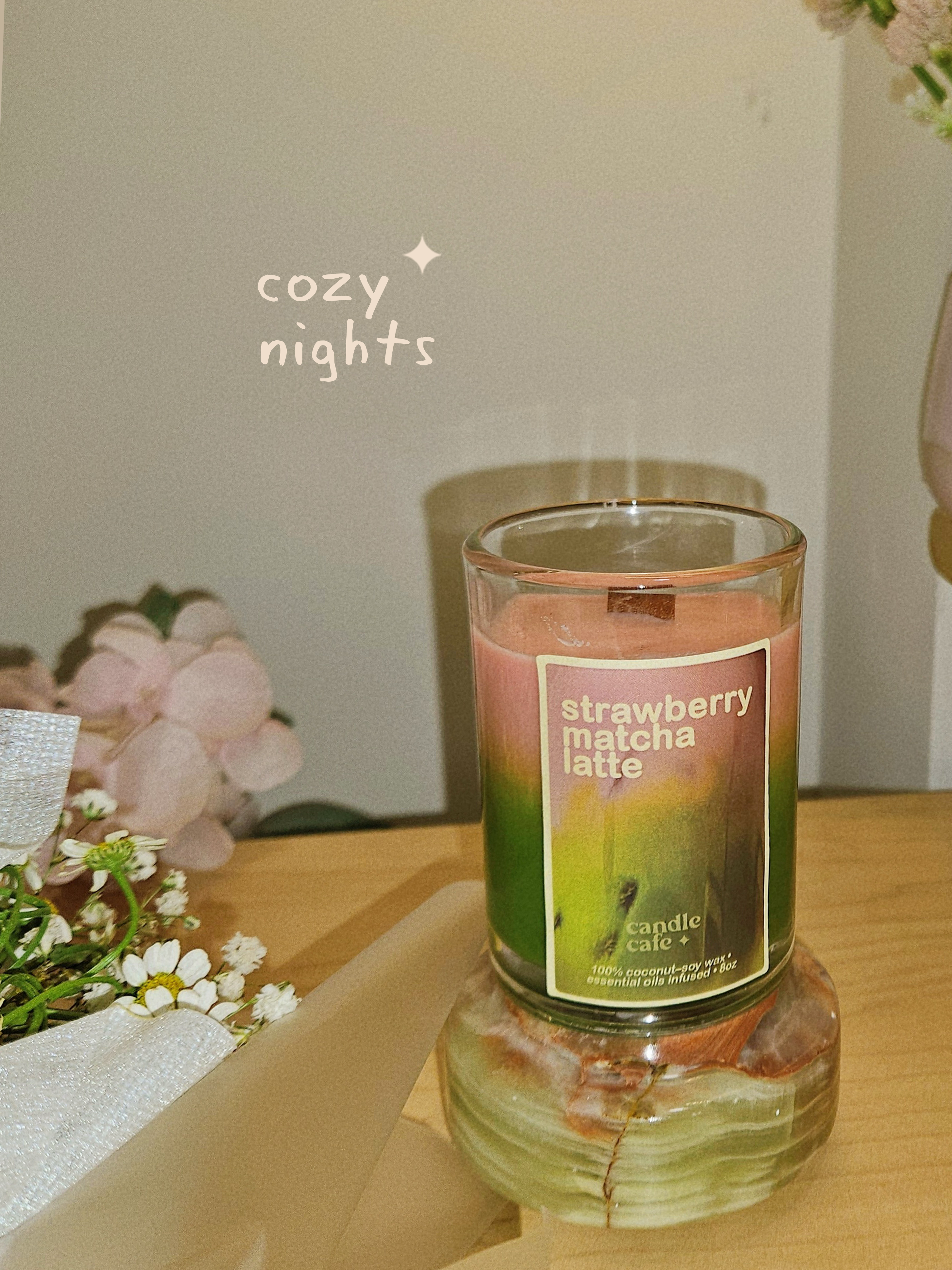 strawberry matcha latte candle
