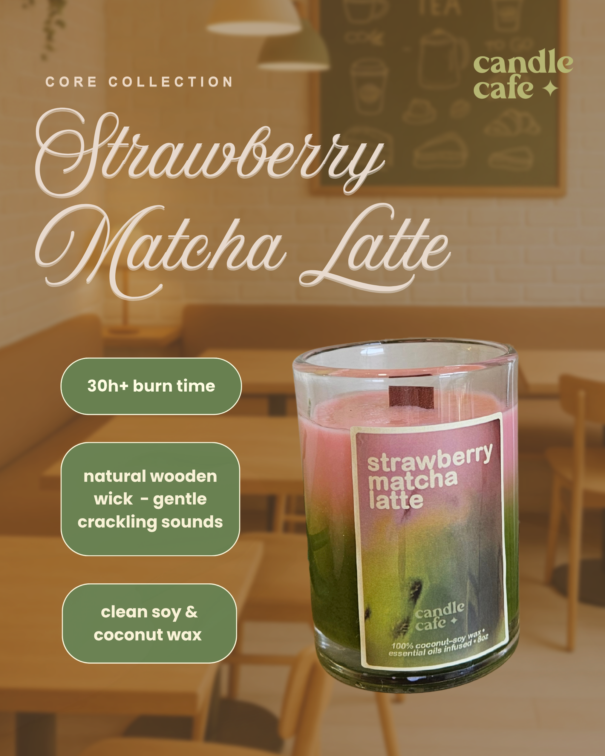 strawberry matcha latte candle