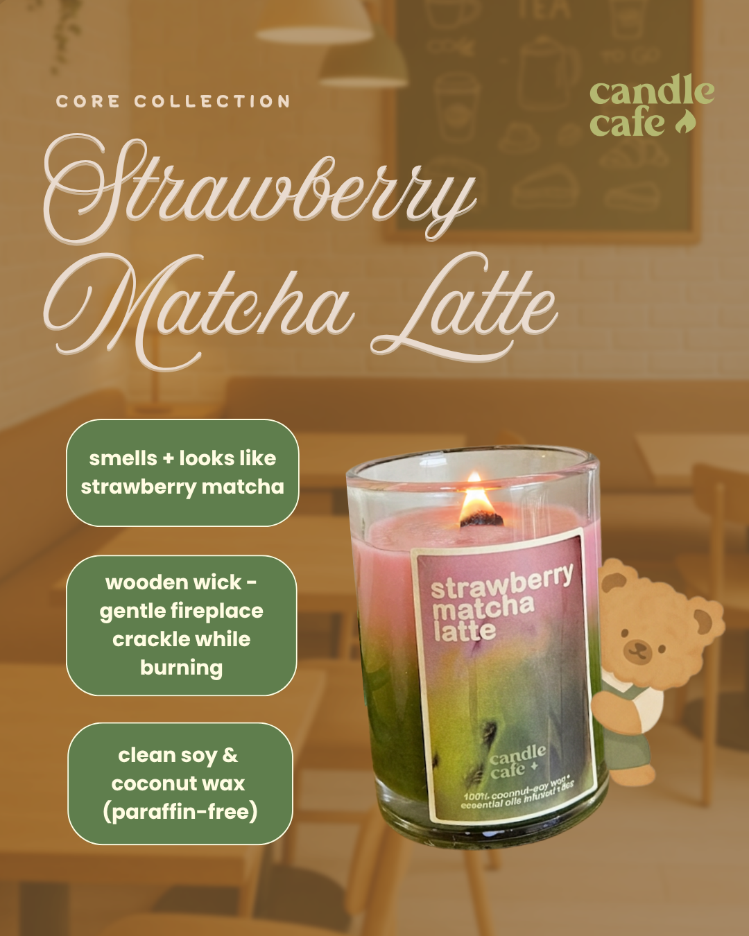 strawberry matcha latte candle